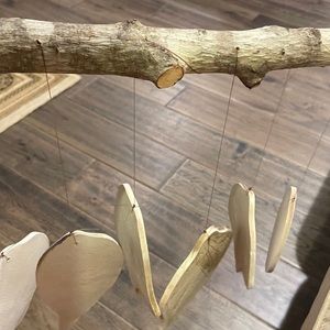 Natural Wind Chimes ,Pottery on wood chime